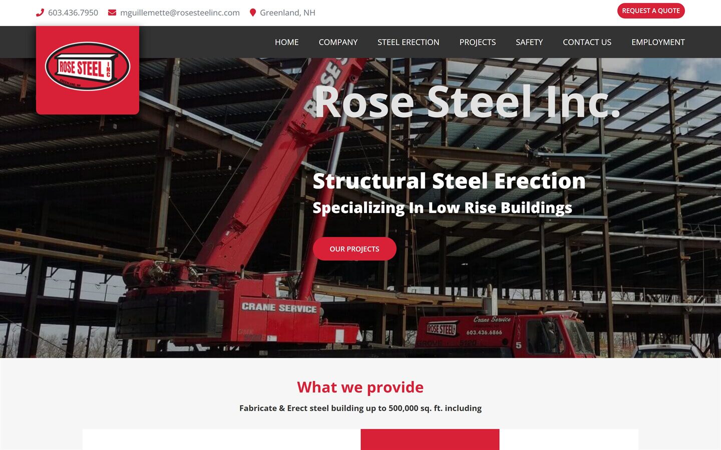 Rose Steel Inc. website preview